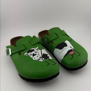 RARE Birkis by Birkenstock Clog Sandals Shoes Green Cow toddler sz12